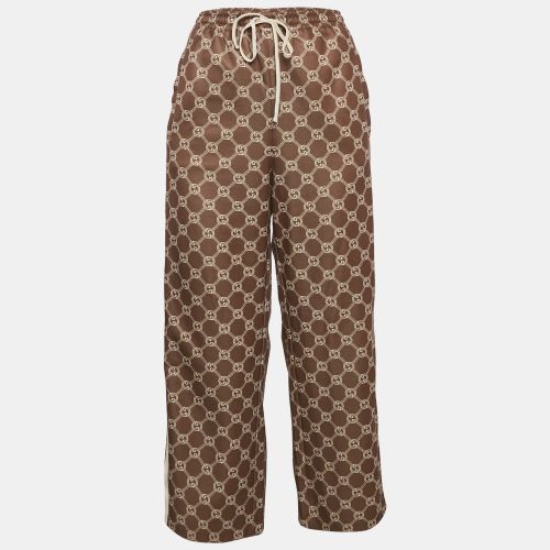 Gucci Khaki Green Logo Print Jersey Button Detail Trackpants L - Gucci - Modalova