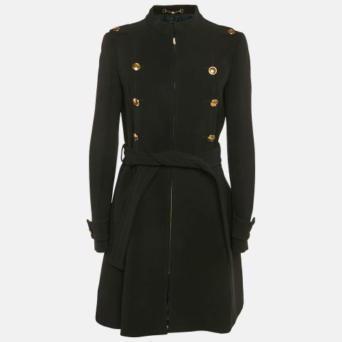 Crepe Zip-Up Button Detail Belted Mid-Length Coat M - Gucci - Modalova