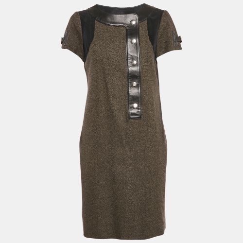 Brown Wool Leather Trimmed Short Dress M - Gucci - Modalova