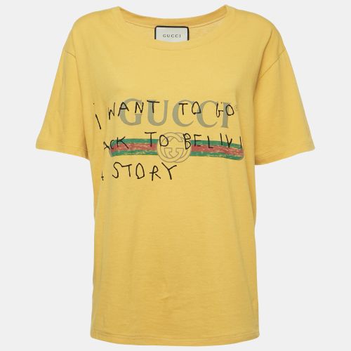 Gucci Yellow Vintage Logo Print Jersey Distressed T-Shirt M - Gucci - Modalova