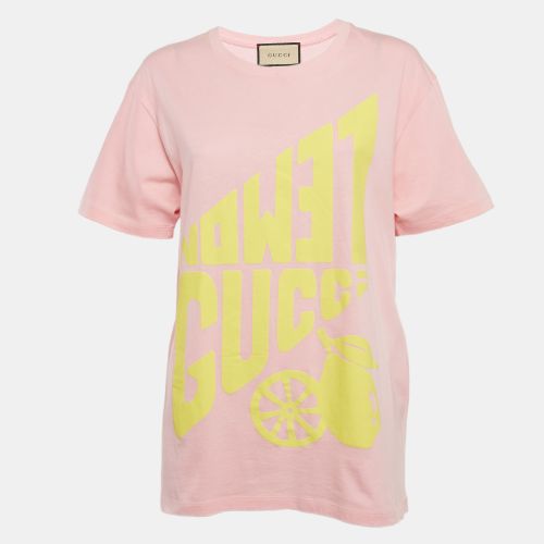 Gucci Pink Lemon Gucci Print Jersey Crew Neck T-Shirt XS - Gucci - Modalova