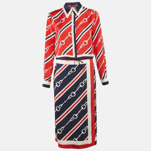Gucci Multicolor Horse-bit Print Silk Blouse and Skirt Set S - Gucci - Modalova