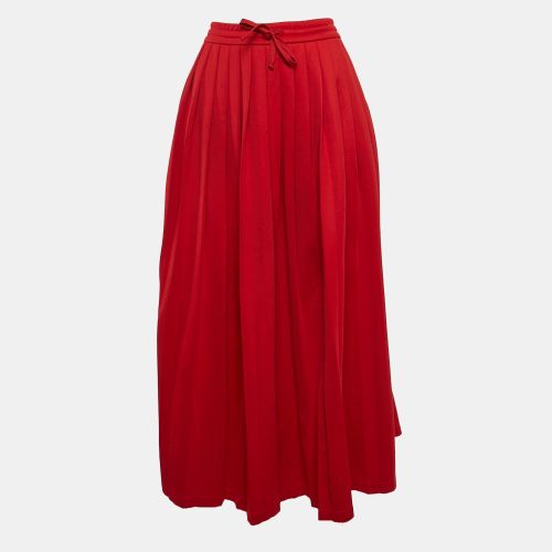 Gucci Red Cotton Blend Knit Pleated Maxi Skirt L - Gucci - Modalova