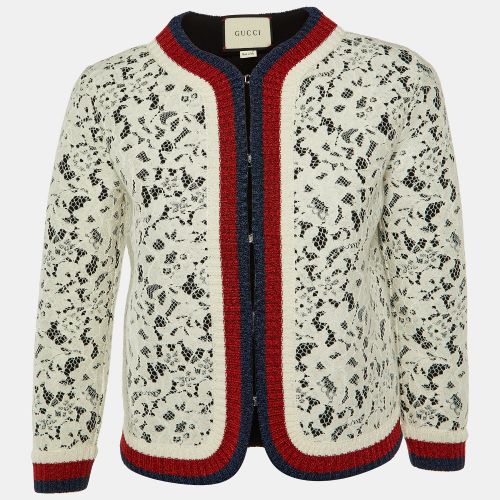 Gucci White Lace Lurex Web Trim Jacket S - Gucci - Modalova