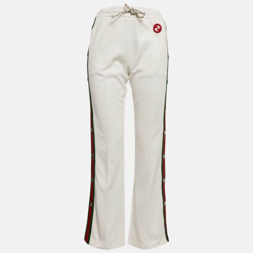 Gucci White Web Trim Jersey Buttoned Slit Detail Track Pants XS - Gucci - Modalova