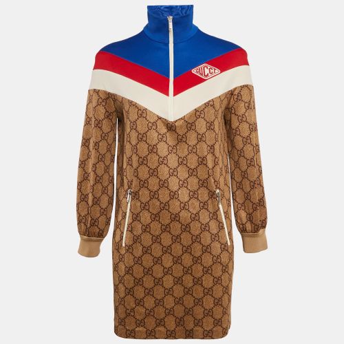 Gucci Brown GG Monogram Print Technical Jersey Web Detail Mini Dress XS - Gucci - Modalova