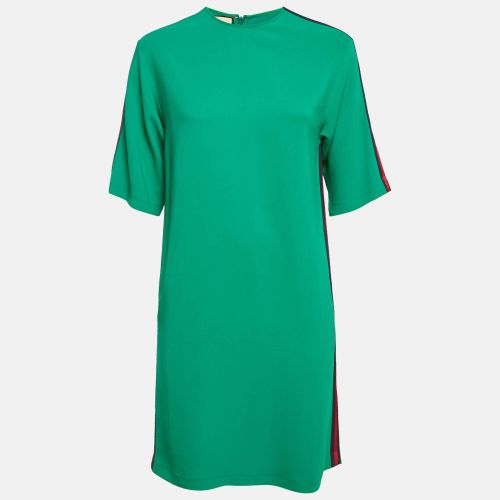 Gucci Green Crepe Web Stripe Trim Detail Mini Dress S - Gucci - Modalova