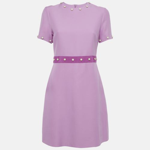 Gucci Pink Wool Blend Pearl Button Detail Mini Dress M - Gucci - Modalova