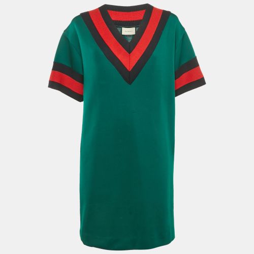 Gucci Green Jersey Web Stripe Varsity Mini Dress M - Gucci - Modalova