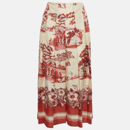 Gucci Cream/Red Floral Print Silk Pleated Midi Skirt M - Gucci - Modalova