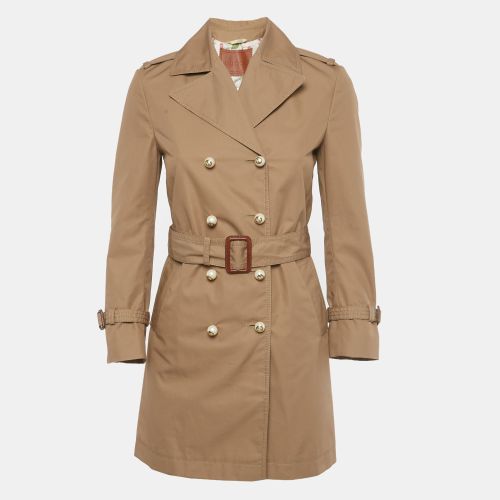 Gucci Beige Gabardine Button Detail Belted Coat S - Gucci - Modalova