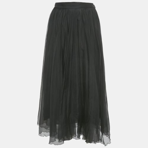 Gucci Black Silk Gathered Midi Skirt M - Gucci - Modalova