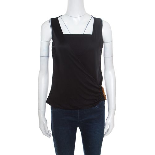 Gucci Black Draped Jersey Bamboo Buckle Detail Sleeveless Top S - Gucci - Modalova