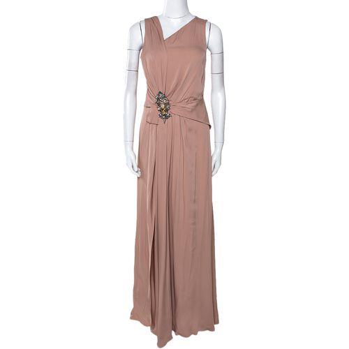 Gucci Pale Pink Silk Crepe Brooch Detail Draped Gown M - Gucci - Modalova