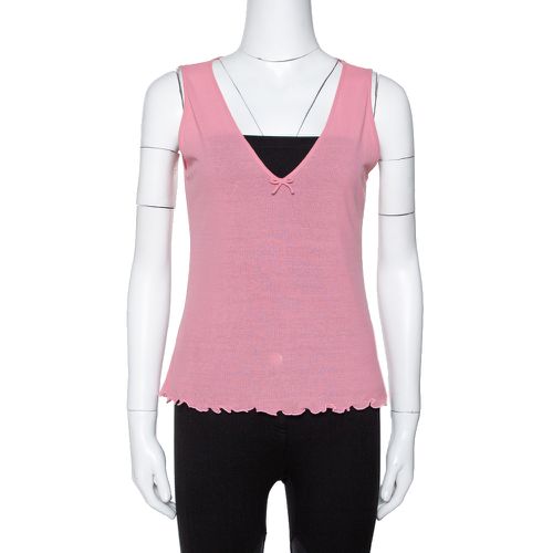 Gucci Pink Cotton Knit Bow Detail Sleeveless Top M - Gucci - Modalova