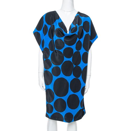 Black & Dot Print Silk Draped Mini Dress M - Gucci - Modalova