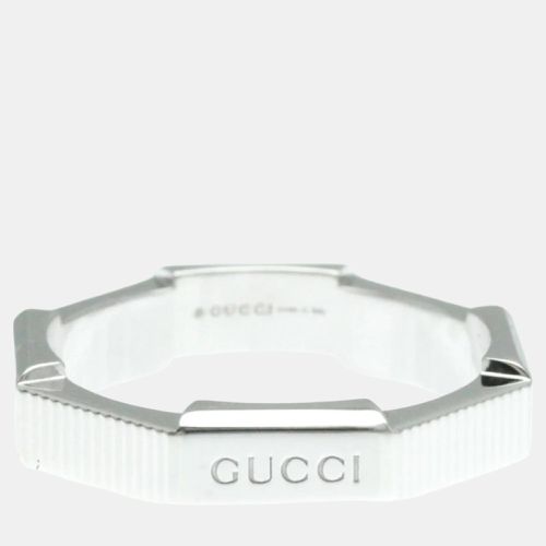 Gucci 18K White Gold Silver Link Toe No Stone Ring - Gucci - Modalova