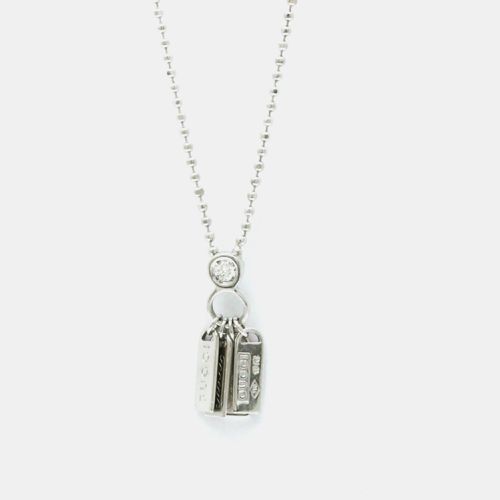 Gucci Silver 18K White Gold Diamond Logo Plate Diamond Necklace - Gucci - Modalova