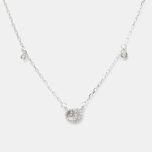 Gucci Silver 18K White Gold Diamond GG Running Diamond Necklace - Gucci - Modalova