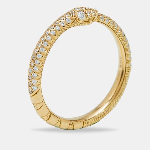 Gucci Ouroboros Diamond Pavé Snake 18k Yellow Gold Ring Size 52 - Gucci - Modalova