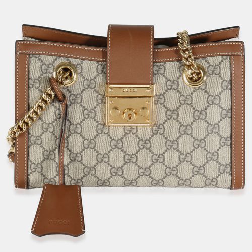 Gucci Brown GG Supreme Canvas Small Padlock Chain Tote Bag - Gucci - Modalova