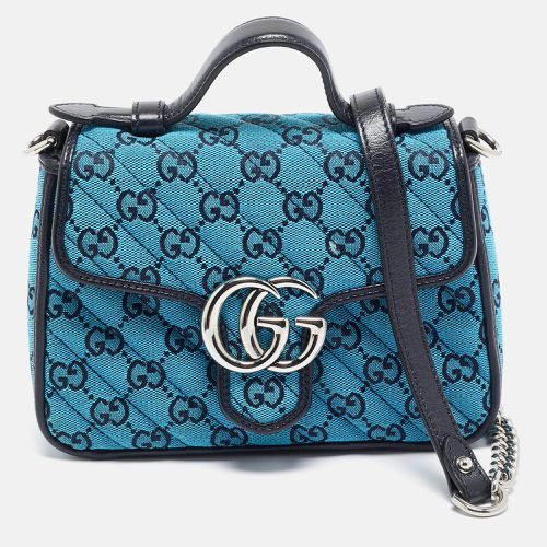 Gucci Blue Canvas GG Diagonal Quilt Canvas and Leather Mini GG Marmont Top Handle Bag - Gucci - Modalova