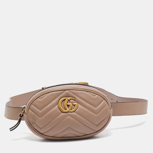 Gucci Beige Matelassé Leather Mini GG Marmont Belt Bag - Gucci - Modalova