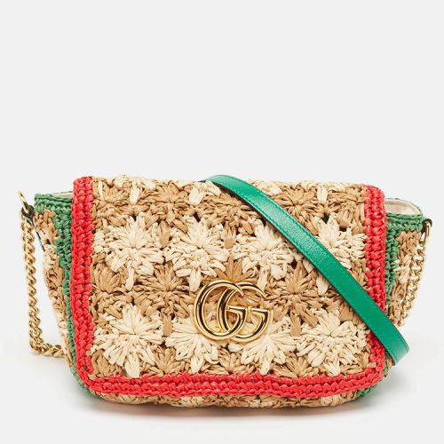 Gucci Multicolor Straw and Leather GG Marmont Crochet Shoulder Bag - Gucci - Modalova