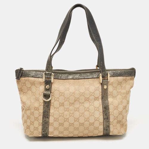 Gucci Beige/Metallic GG Canvas and Leather Abbey D-Ring Tote - Gucci - Modalova