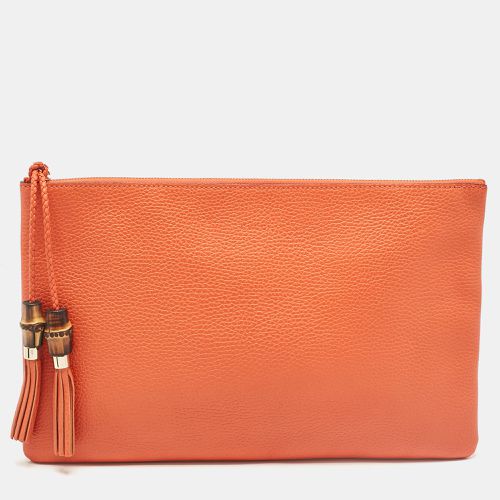 Leather Bamboo Tassel Zip Pouch - Gucci - Modalova