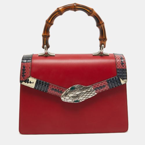 Gucci Red Leather and Snakeskin Lilith Top Handle Bag - Gucci - Modalova