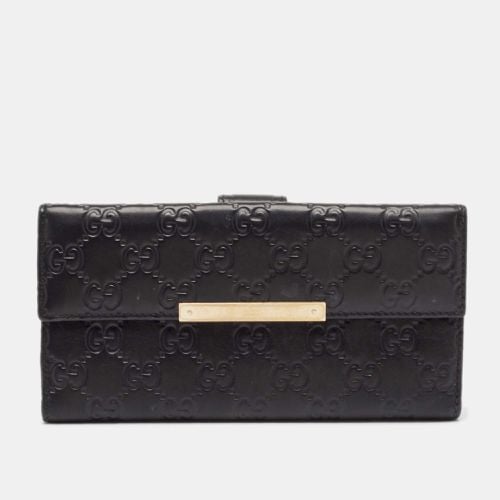 Gucci Black Guccissima Leather Metal Bar Continental Wallet - Gucci - Modalova