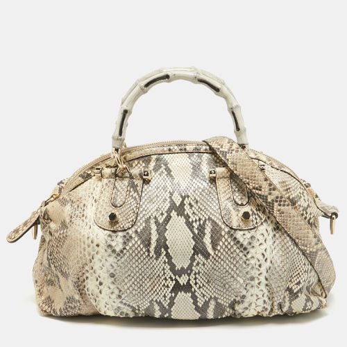 Gucci Beige Python Pop Bamboo Satchel - Gucci - Modalova