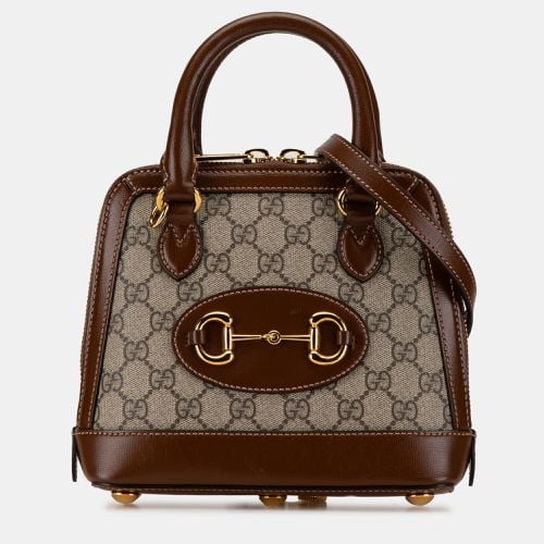 Gucci Canvas and Leather Mini GG Supreme Horsebit 1955 Top Handle Bag - Gucci - Modalova