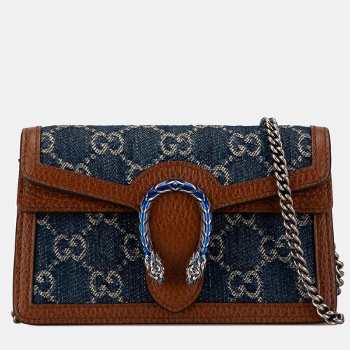 Gucci Blue/Brown Super Mini GG Denim Dionysus Crossbody Bag - Gucci - Modalova