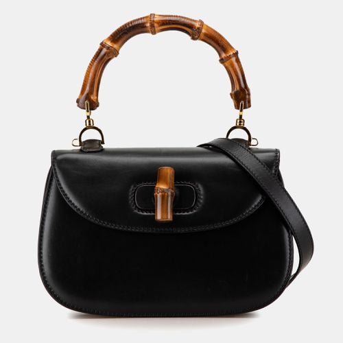 Gucci Black Calfskin Bamboo Top Handle Bag - Gucci - Modalova