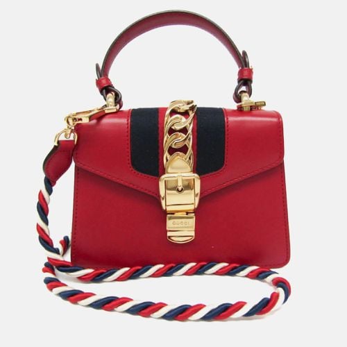 Gucci Red Leather Mini Sylvie Shoulder Bag - Gucci - Modalova