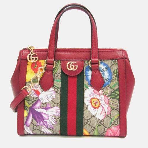 Gucci Beige/Red Canvas and Leather Ophidia Flora Shoulder Bag - Gucci - Modalova