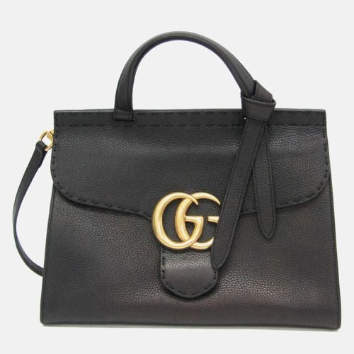 Gucci Black Leather GG Marmont Top Handle Bag - Gucci - Modalova