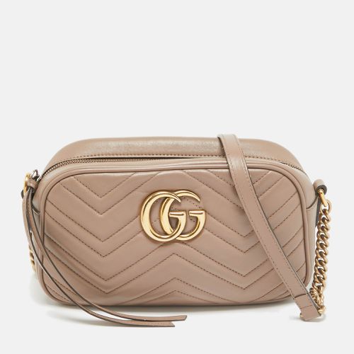 Gucci Beige Matelassé Leather Small GG Marmont Camera Shoulder Bag - Gucci - Modalova