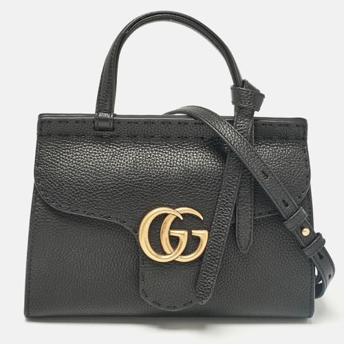 Gucci Black Leather Mini GG Marmont Top Handle Bag - Gucci - Modalova