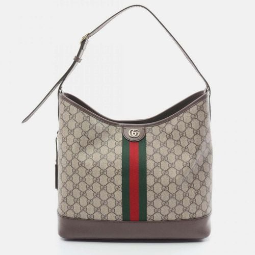 Gucci Beige Brown Multicolor Coated Canvas Leather Ophidia GG Supreme Medium Shoulder Bag - Gucci - Modalova