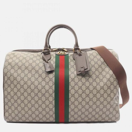 Gucci Beige Brown Multicolor Coated Canvas Leather GG Supreme Sherry Line Boston Bag - Gucci - Modalova