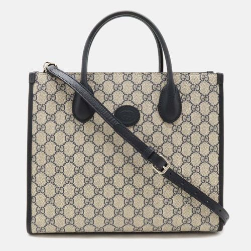 Gucci Ivory Navy Supreme GG Small Tote Bag - Gucci - Modalova