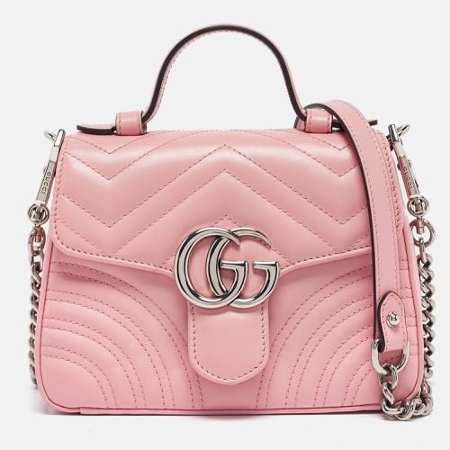 Gucci Pink Matelassé Leather Mini GG Marmont Top Handle Bag - Gucci - Modalova