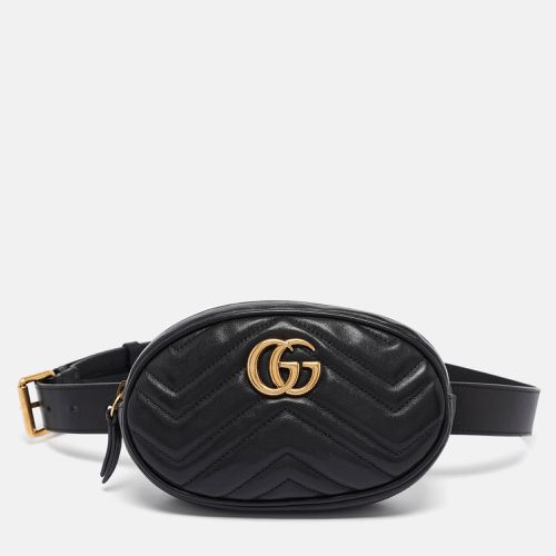 Gucci Black Matelassé Leather GG Marmont Belt Bag - Gucci - Modalova