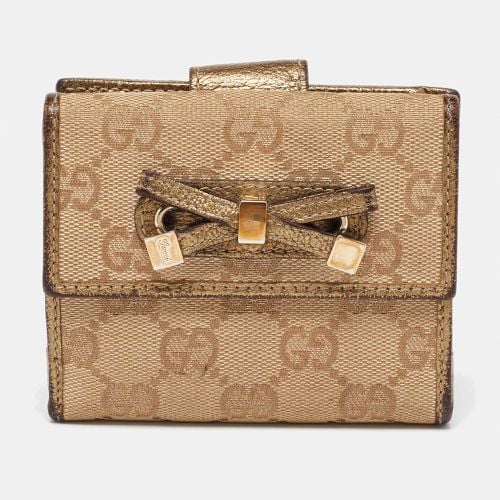 Gucci Beige/Gold GG Canvas and Leather Compact Wallet - Gucci - Modalova