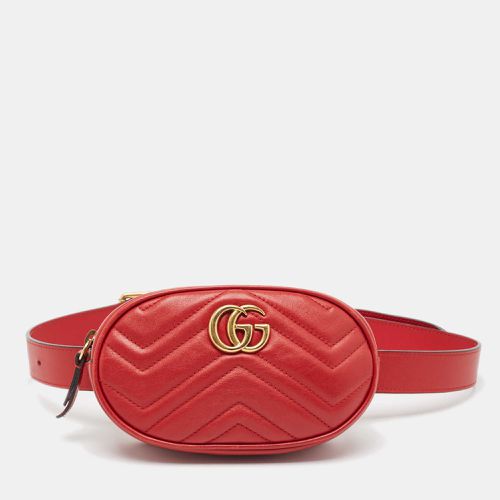 Gucci Red Matelassé Leather Mini GG Marmont Belt Bag - Gucci - Modalova