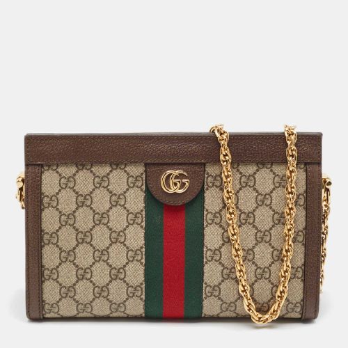 Brown GG Supreme Canvas and Leather Ophidia Chain Bag - Gucci - Modalova