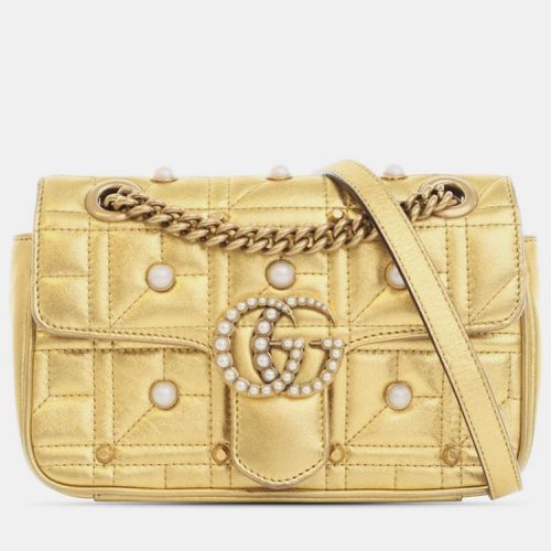 Leather Mini GG Marmont Pearly Matelasse Crossbody Bag - Gucci - Modalova